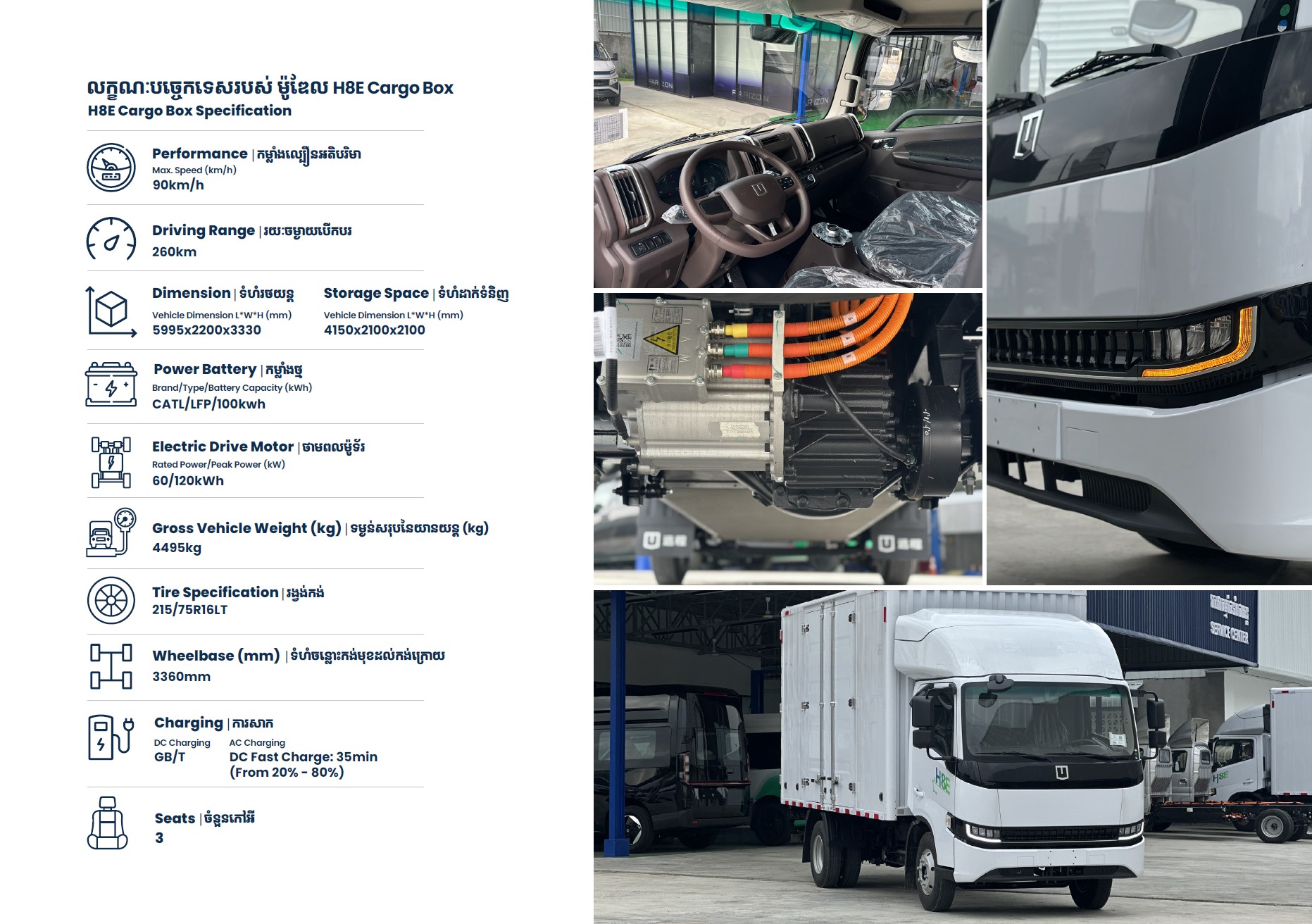 H8E cargo box specification layout